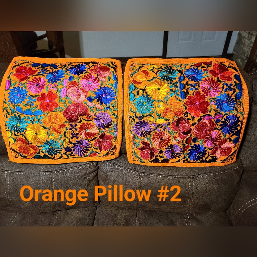 Set of Beautiful Embroidered Floral Mexican Sofa pillow cover1 1/2 ft x 1 1/2 ft